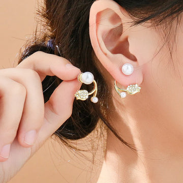 Front-Back Tulip Pearl Earrings