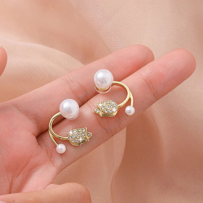 Front-Back Tulip Pearl Earrings